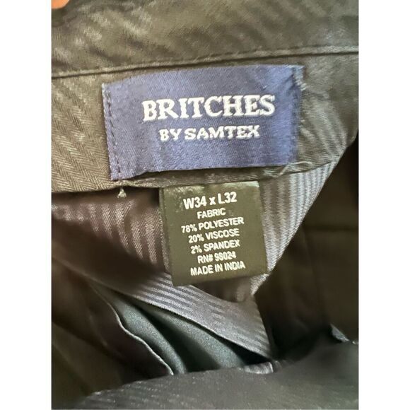 NWT! Britches By Samtex Black Flat Front Slacks Dress Pants 34 x 32 - Picture 6 of 8